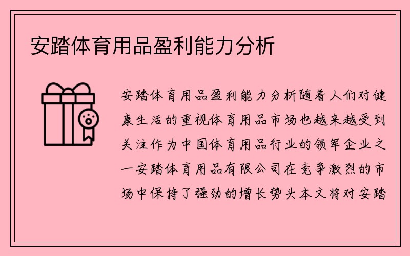 安踏体育用品盈利能力分析